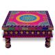 Handicraft Wooden Chourang Pooja Chowki in Purple and Pink